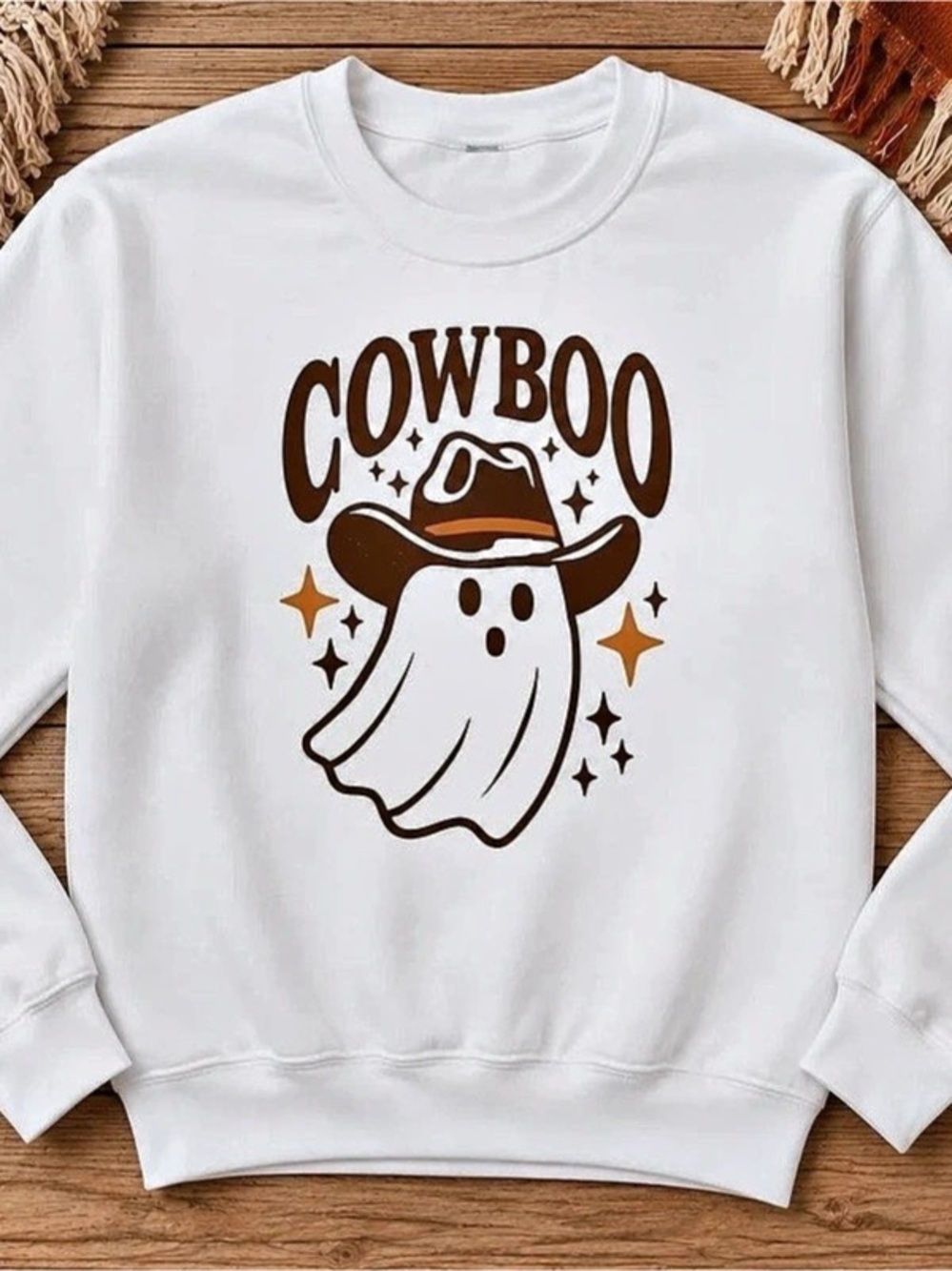 Cowboy Ghost Graphic Sweatshirt White XL